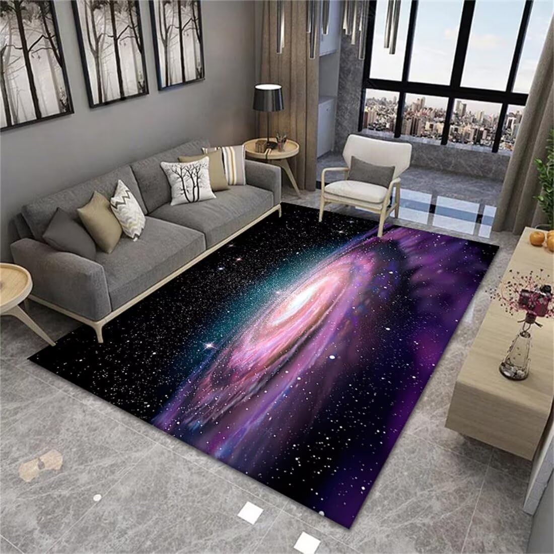 Tapis de sol cuisine lavable en machine style ciel étoilé abstrait antipoussière 70x200