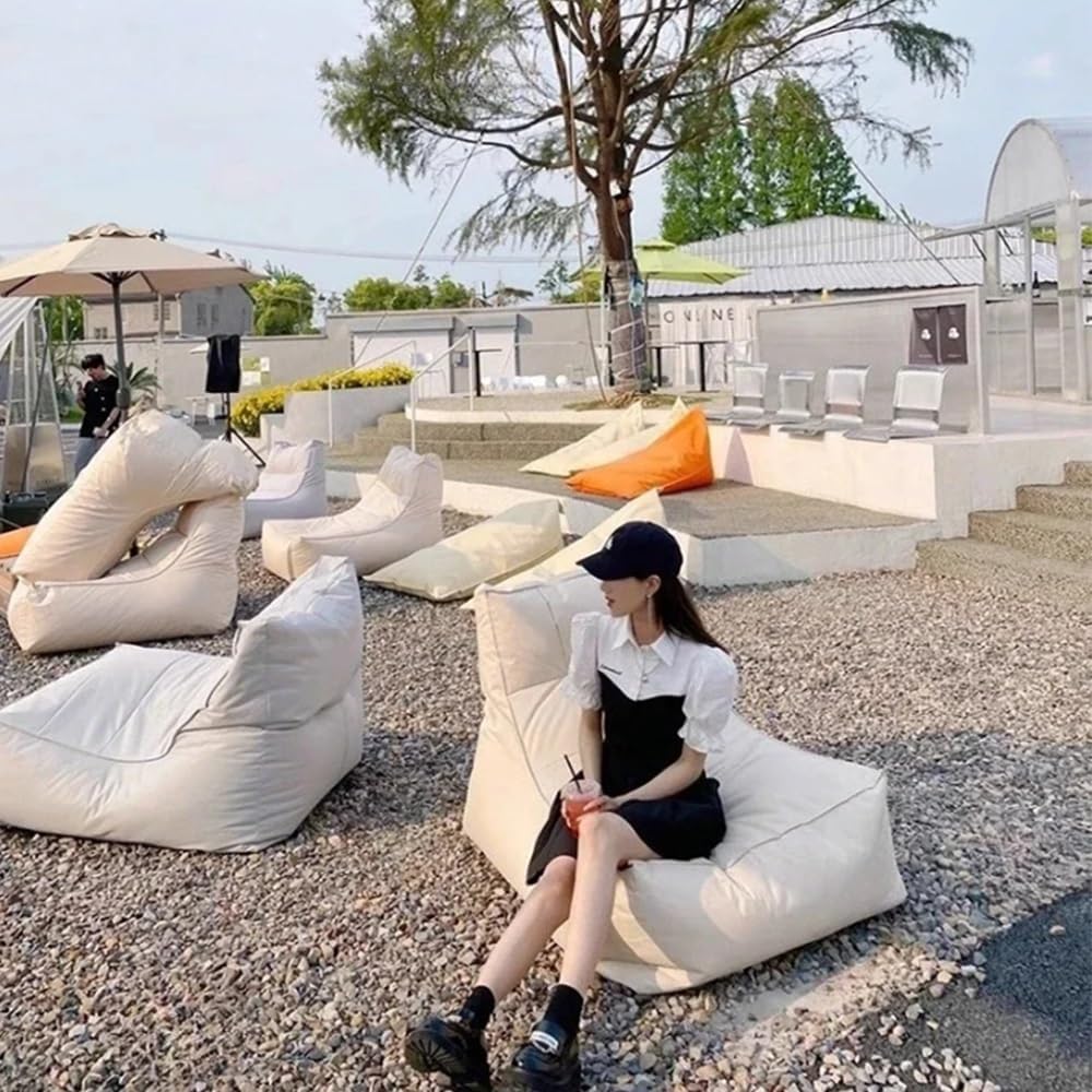 Outdoor Waterproof Bean Bag Cover No Filler Pool Floating Bean Bag Sofa Garden Beach Bean Bag Chair Oversized Relaxation Soft Lounge Cover for Adults, Kids, Teens(White)