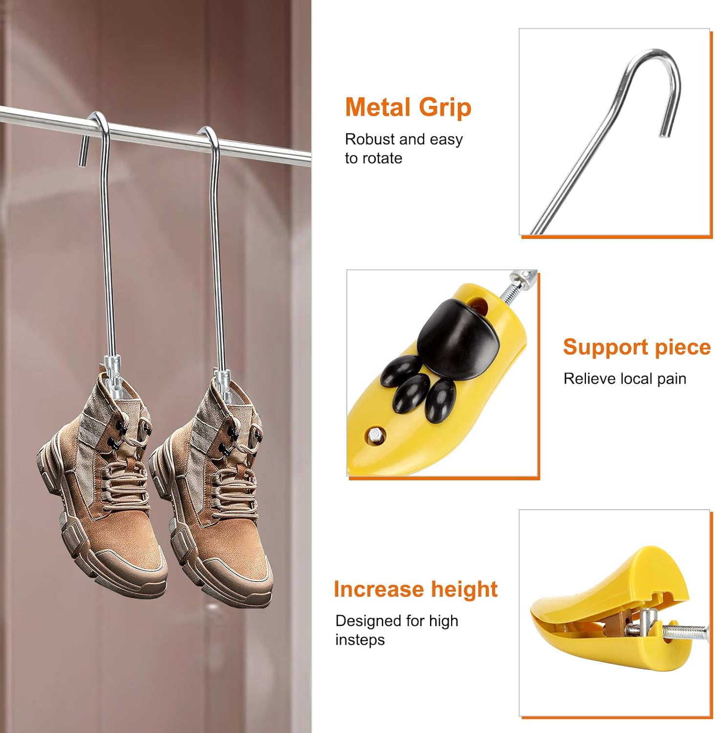 Shoe Boot Stretcher & Widener for Men & Women, Size Men's 7-12, Women's 9-14, ABS Plastic, Unisex, 4-Piece Set, Suitable for Wide/Thick Feet, Cowboy & Hiking Boots
