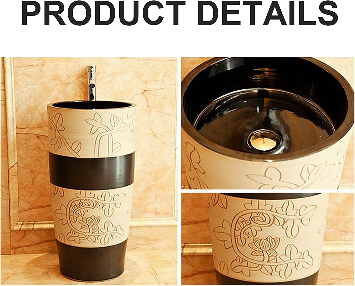 Full Pedestal Art Bathroom Basin Sink Pedestal Bathroom Sink Freestanding Sink Easy-to-Clean Hand Wash Sink Ceramic Material (Color : A) (E) (E)
