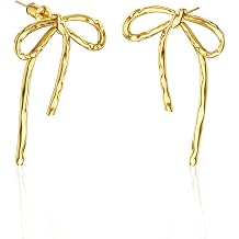 Moodear Bow Earrings Dainty Bow Ribbon Stud Earrings for Women Trendy Cute Statement Hypoallergenic Drop Bowknot Hoop Dangle Earrings