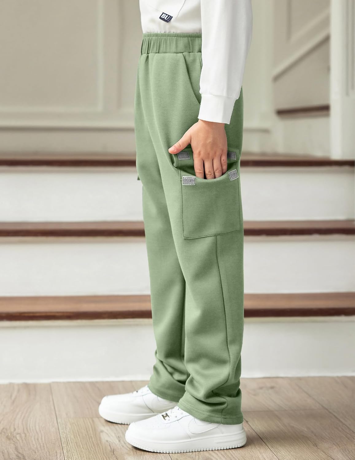 Arshiner Boys Cargo Pants Kids Elastic Waist Casual Athletic Jogger Sweatpants Open Bottom Baggy Pants with Pockets - Image 2