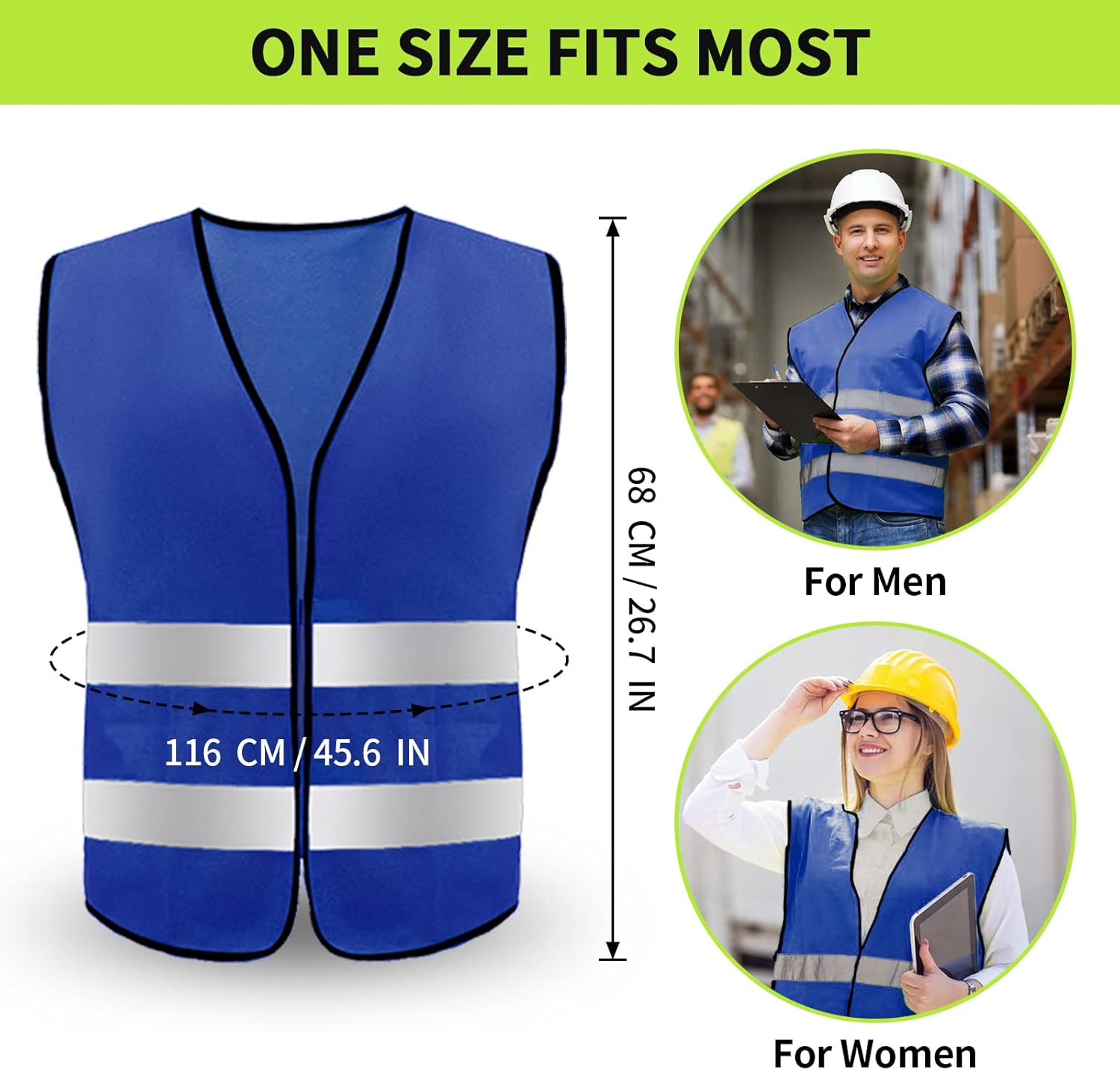 Safety Vest, Reflective High Visibility Construction Vest for Men, Work, Cycling, Runner, Surveyor, Volunteer, Road - Image 5