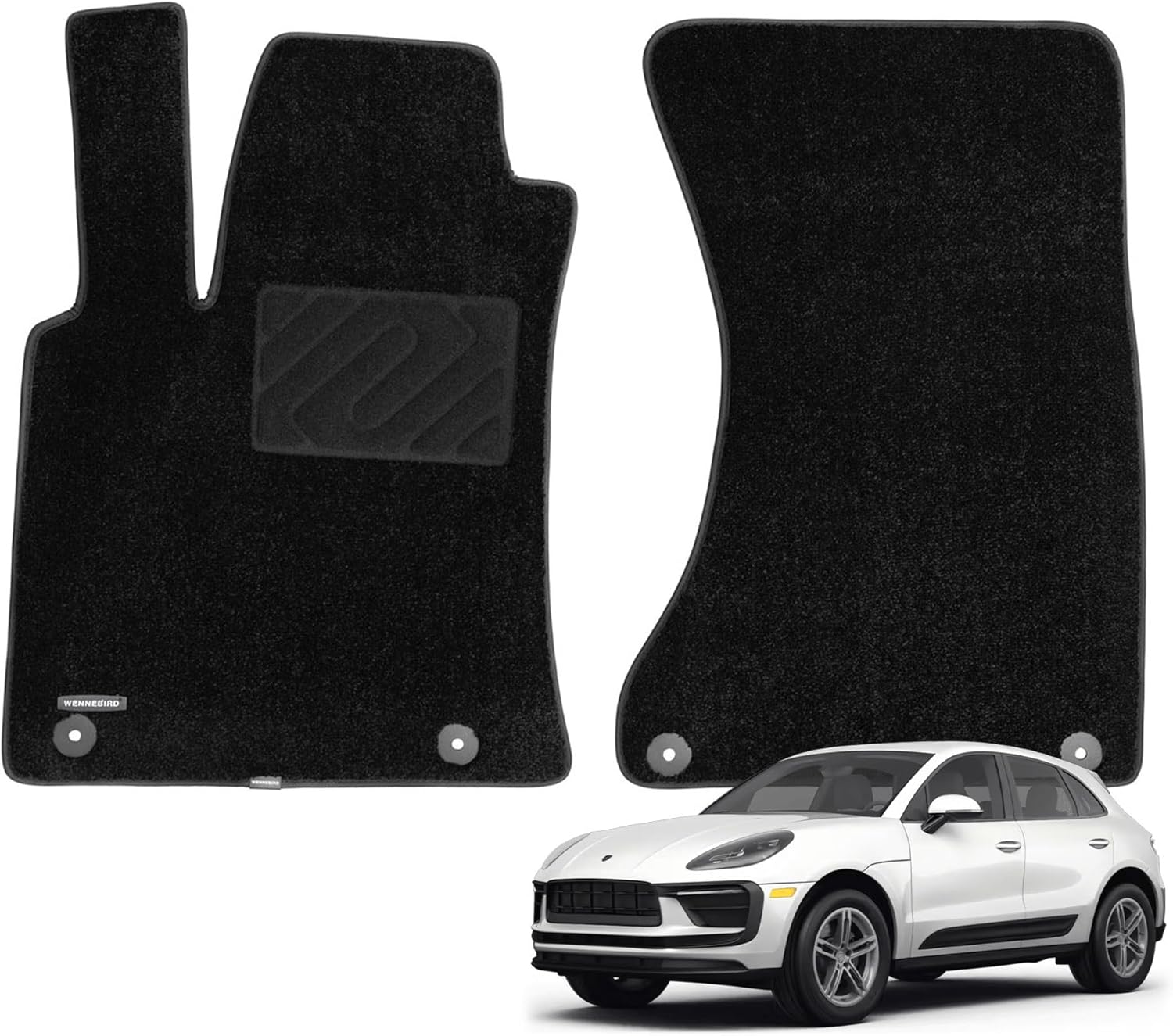 WENNEBIRD Superior Carpet Front Row Floor Mats for 2014-2026 Porsche Macan (Excludes Electric), 0.6-Inch Ultra-Thick, Noise-Reducing, All-Weather Waterproof Anti-Slip – 2-Pc Set 2014-2026 Macan 2-Pc Set