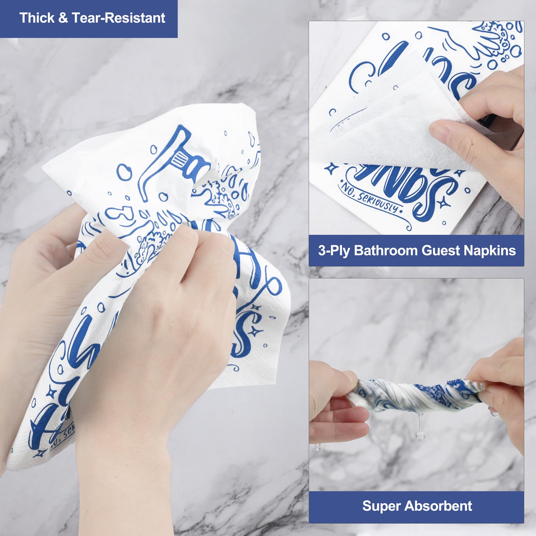 Ruisita Confezione da 150 tovaglioli di carta usa e getta da bagno, per lavare le mani, etichetta per il bagno, per gli ospiti, per la cena degli ospiti, tovaglioli di carta decorativi, per bagno,