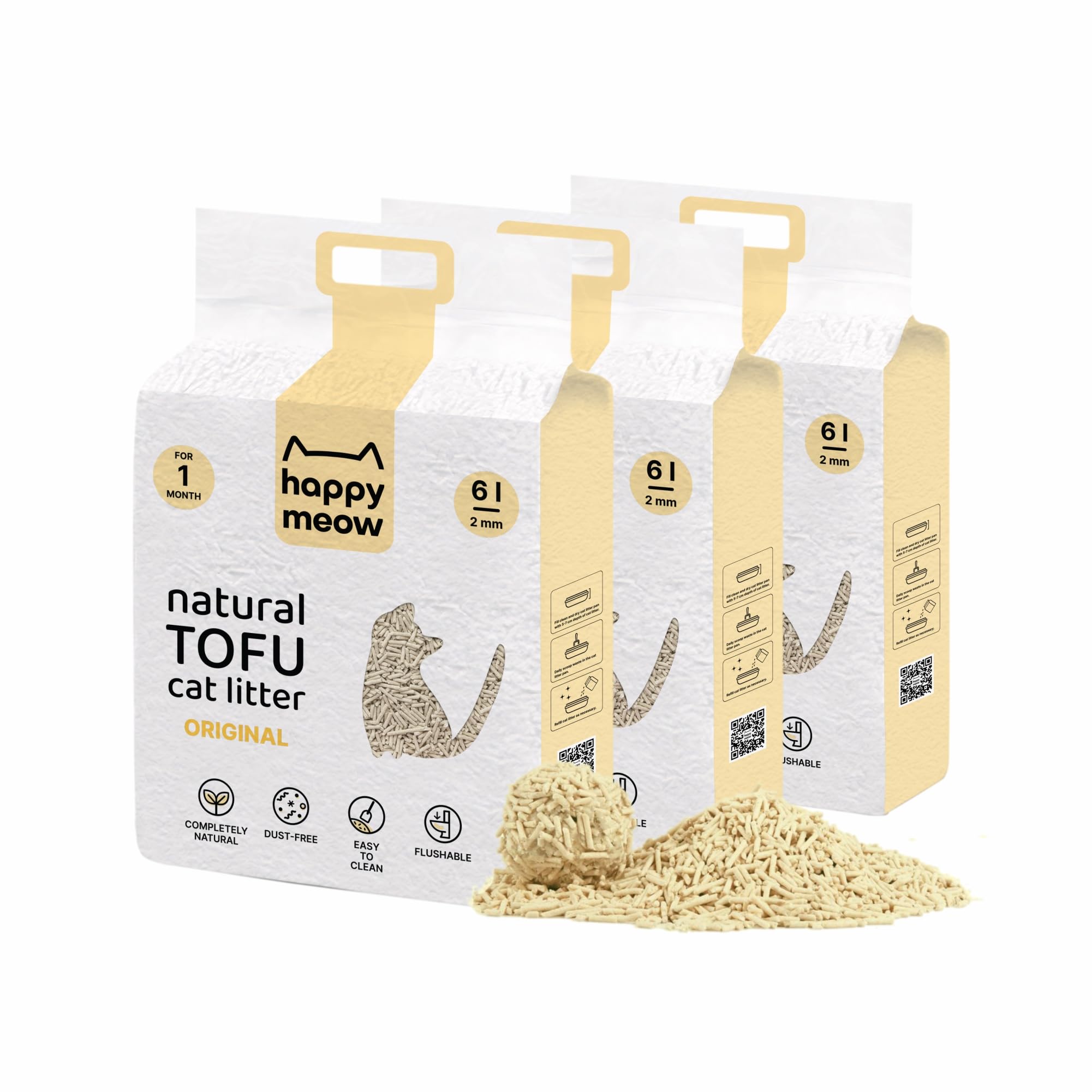 Sabbia agglomerante per gatti Tofu 7,5 kg/18 l Sabbia Tofu 100% Naturale e Biodegradabile Formula priva di polvere originale (Vaina)