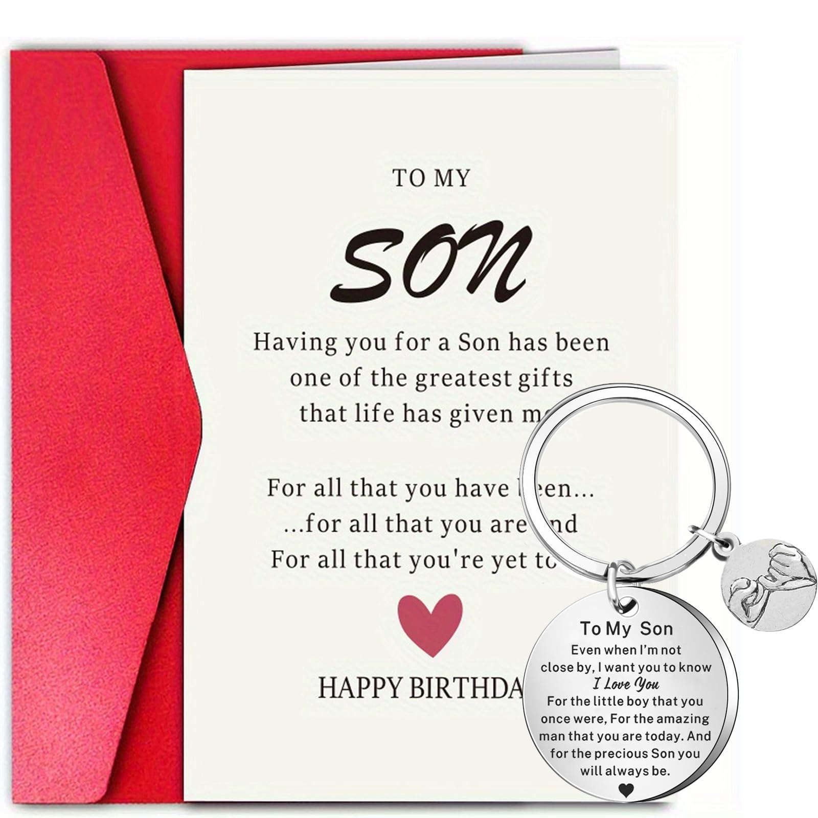 Birthday Cards for Son,Son Birthday Card and Keychain,Son Gifts from Mum and Dad,Birthday Card Son Adult,Birthday Card Gifts for Son