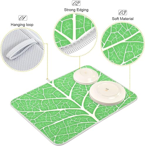 Vista 254 de Tapete de secado de platos de mariposas botánicas para encimera de cocina, almohadilla de secado de microfibra absorbente, grande, 18 x 24 pulgadas