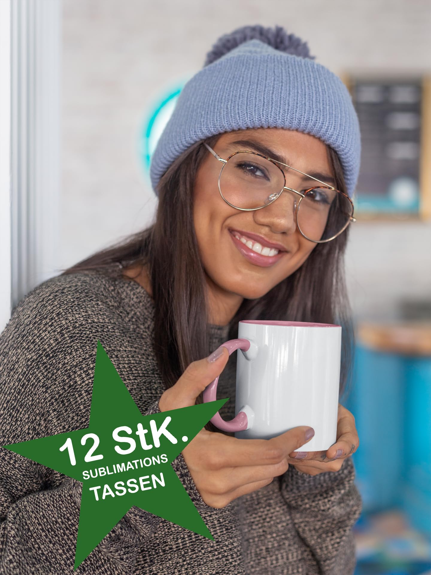Sublimationstassen ohne Druck AAA Grade | Einzeln oder im Set | Fototasse für Sublimationsdruck | Leere Tassen für Hitzepressen-Thermo-Sublimation (12 Stück, Rosa)