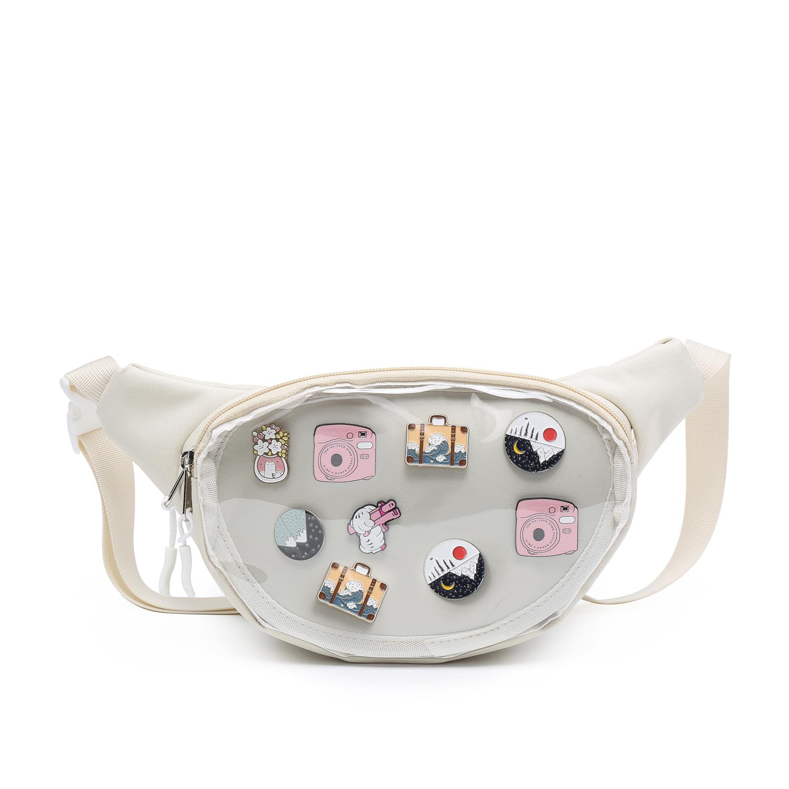 CHERRY SAUCE Ita Bag Shoulder Bag Fanny Pack Waist Pack for Travel Walking Running Hiking Cycling, Beige