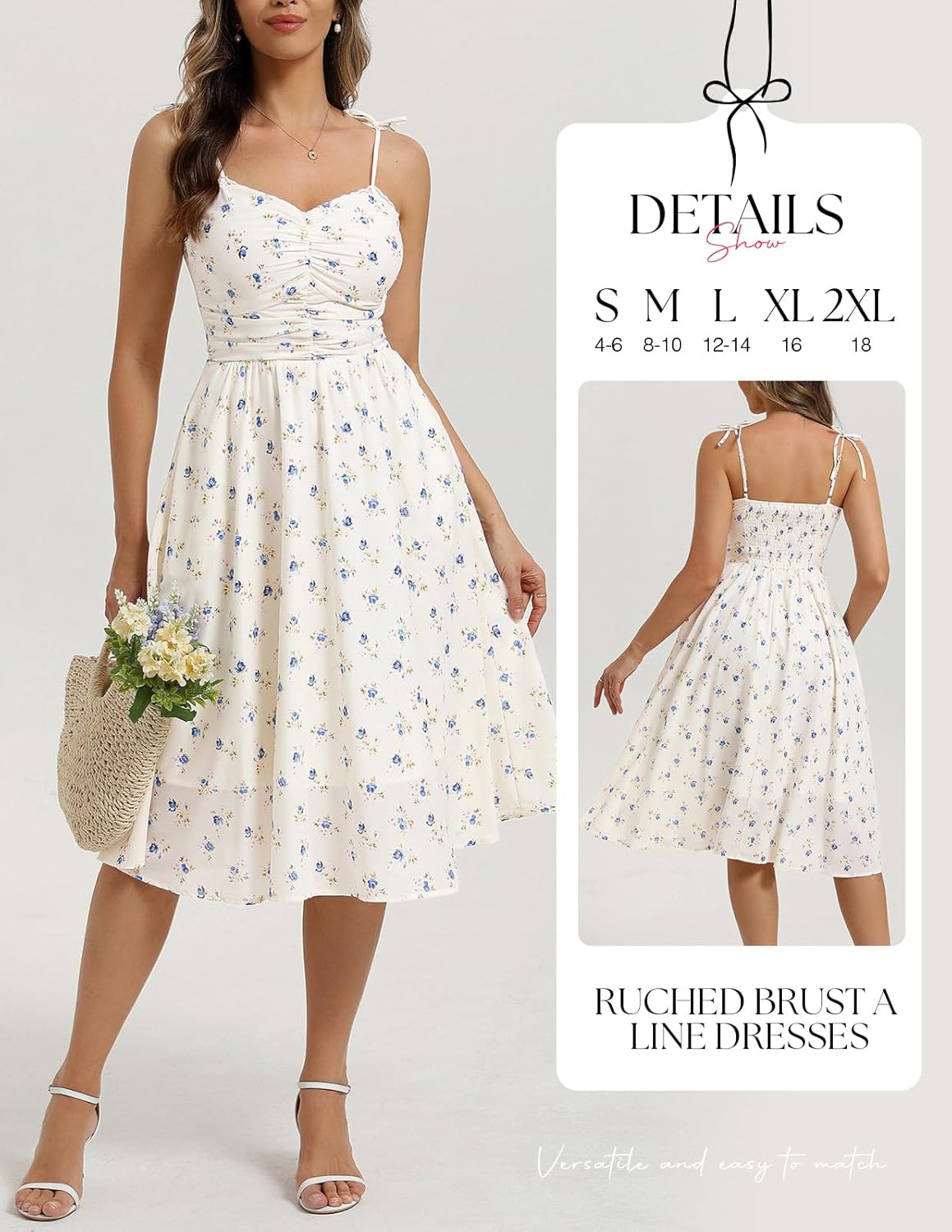 Belle Poque Women Spring Summer Wedding Guest Dress 2026 Floral Midi Tea Party Spaghetti Ruched Sun Dresses - Image 4
