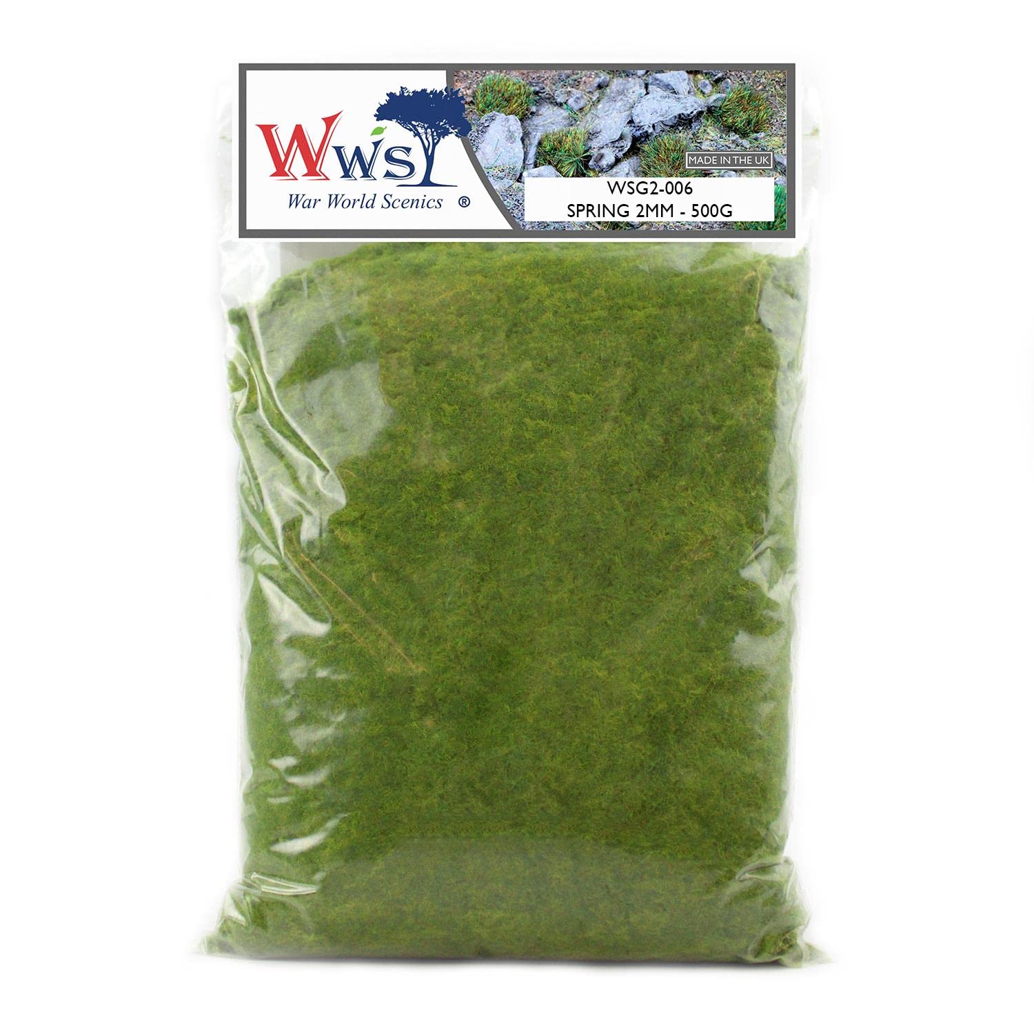 WWS War World Scenics WWScenics | 2mm Frühling Statische Grasfasern | 500g | WSG2-006 | Streugras für Modellbahn und Modellbau
