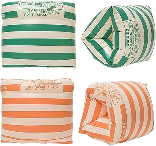 Miniatura 10 de 2-4 Pack Arm Floaties for Kids Adult - Vintage Striped Inflatable PVC Swimming Rings Pool Floats Arm Bands for Kids Adult Toddlers Children 3-5-6-12