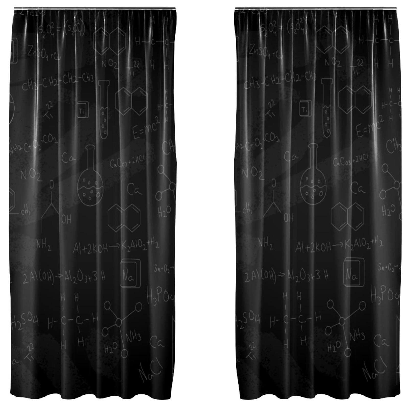 Cortinas de panel de química de 55x84 pulgadas con bolsillo para barra, juego de 2 paneles