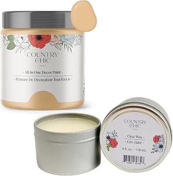 Chalk Style Paint + Furniture Wax Bundle - for Furniture, Home Decor, Crafts Color Bees Knees [pint - 16 oz] - Soft Yellow
