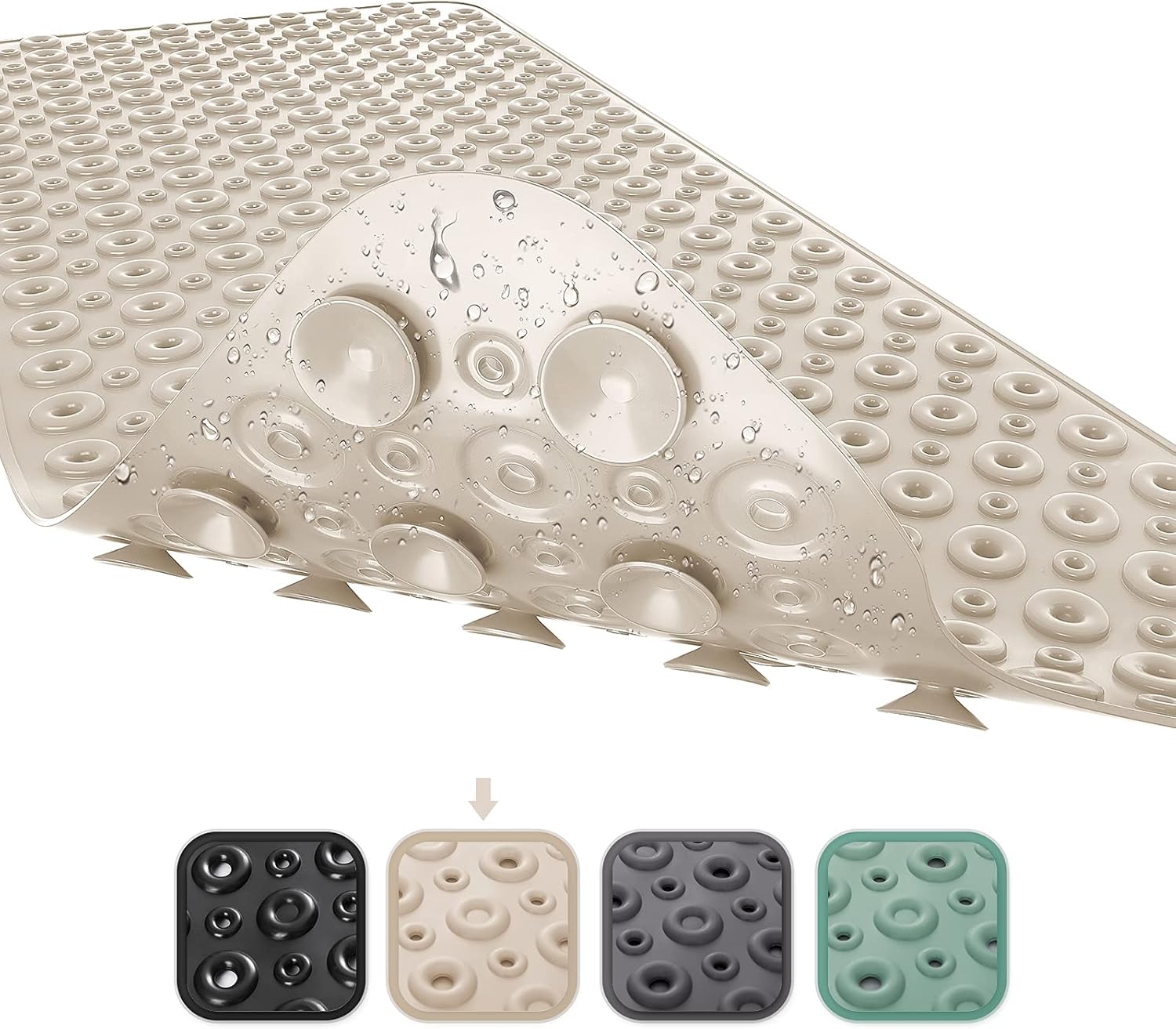 Bath Tub Mat Shower Mat, 40 x 16 Inch Extra Long Bathtub Mat with Suction Cups, Non Slip Tub Mats Shower Floor Mats for Bathroom,Machine Washable(Beige): Kitchen & Dining
