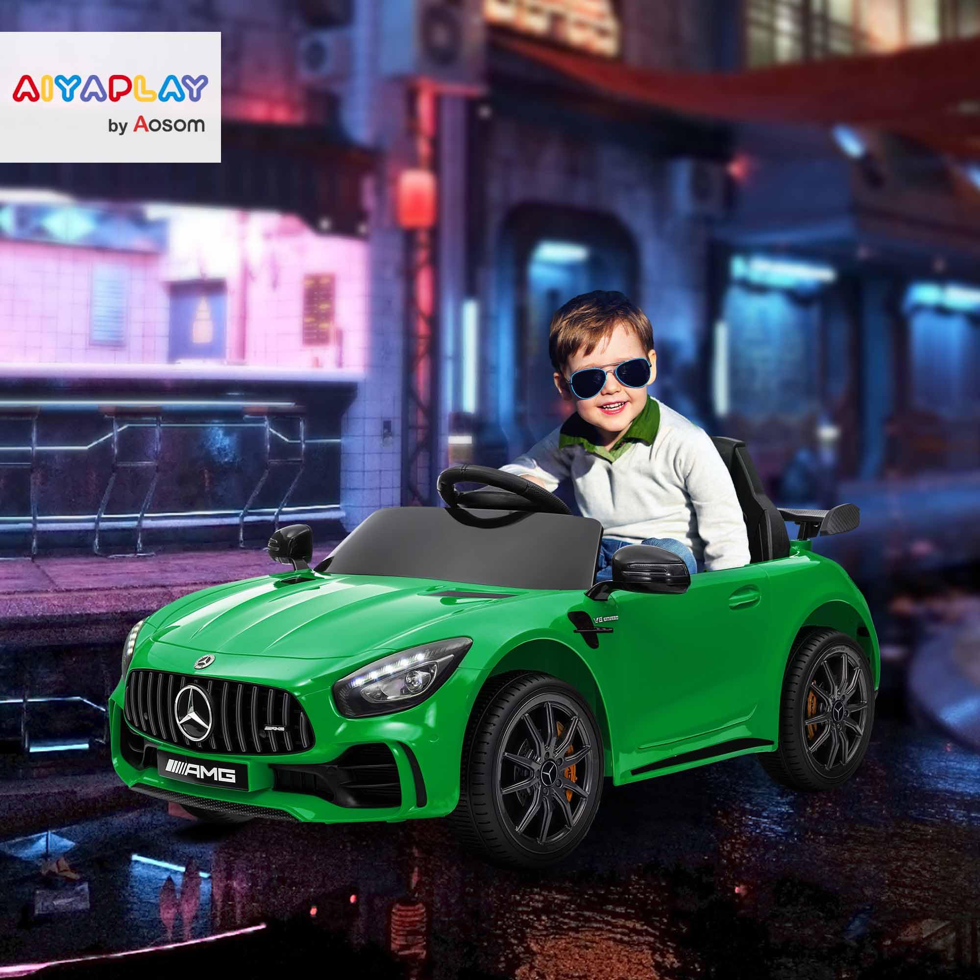 AIYAPLAY Elektryczny Samochód dla Dzieci 12V z Pilotem 2,4G, Pojazd Dziecięcy z Klaksonem, MP3, Muzyką, Miękki Start, Funkcja Jazdy do Tyłu 3-5 km/h, dla Dzieci 3-6 Lat, Zielony