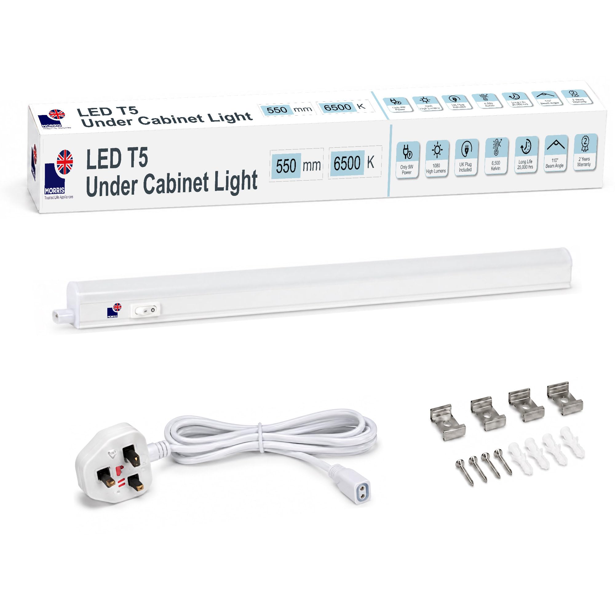 Morris LED Under Cabinet Kitchen Lighting Linkable - 6500K, 550mm