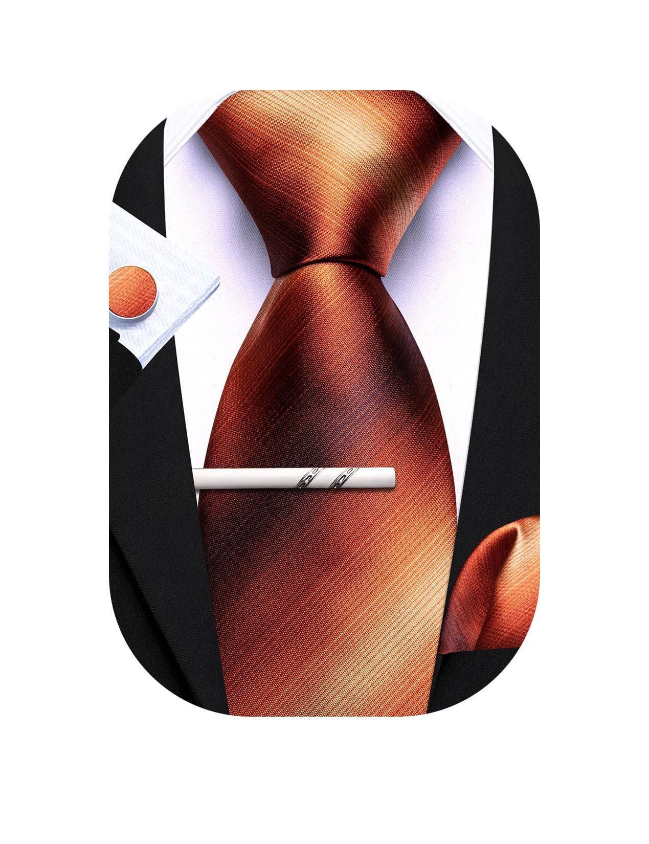 Men Tie Set Silk 4PC Stripe Paisley Necktie Pocket Square Cufflinks Ties Clip Party Classic Wedding Anniversaries Gift Box