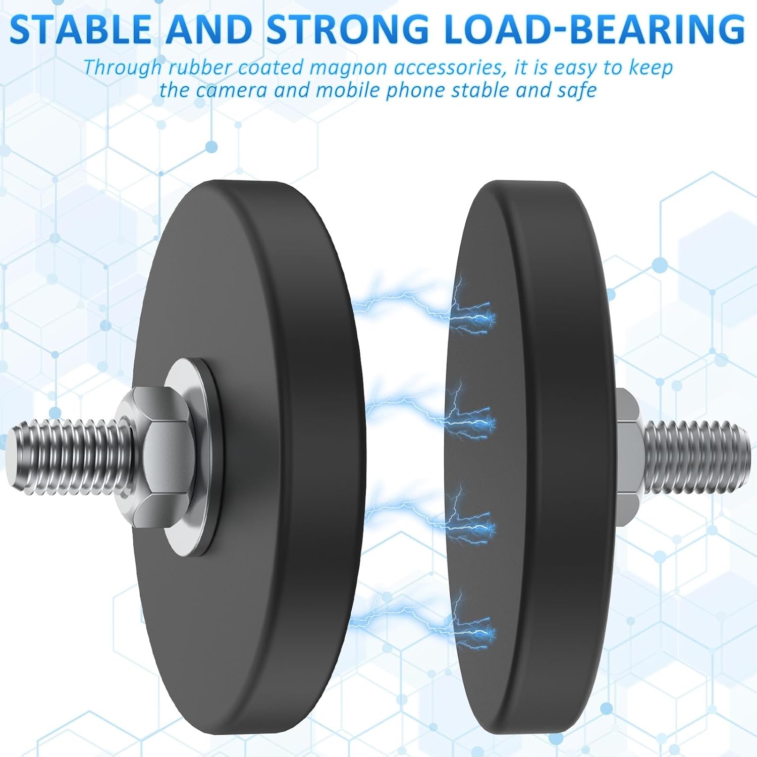 24 Pack Rubber Coated Magnets M6 Rock Light Magnets 1.69 Inch Mounting Magnet Thread Stud Magnetic Anti-Scratch Strong for Rock Light Bar Camera Cabinet Blackboard Refrigerator (24 Pack)