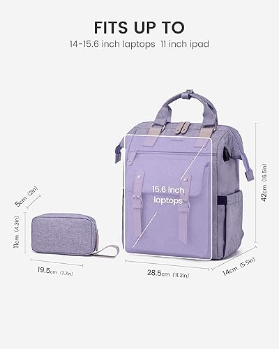 Miniatura 8 de LOVEVOOK Mochila para computadora portátil para mujer, mochila para profesores, enfermeras, trabajo, viajes, mochila para computadora, Púrpura-