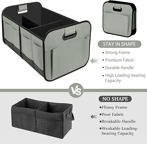 Miniatura 9 de Organizador de maletero de automóvil, organizador de almacenamiento de automóvil con gran capacidad de 70 L, impermeable, plegable y 10 bolsillos,