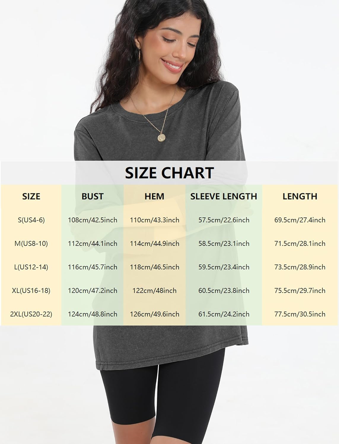 Womens Oversized Long Sleeve T Shirts Crewneck Acid Washed Trendy Outfits Lightweight Soft Basic Workout Y2K Tops - Image 6