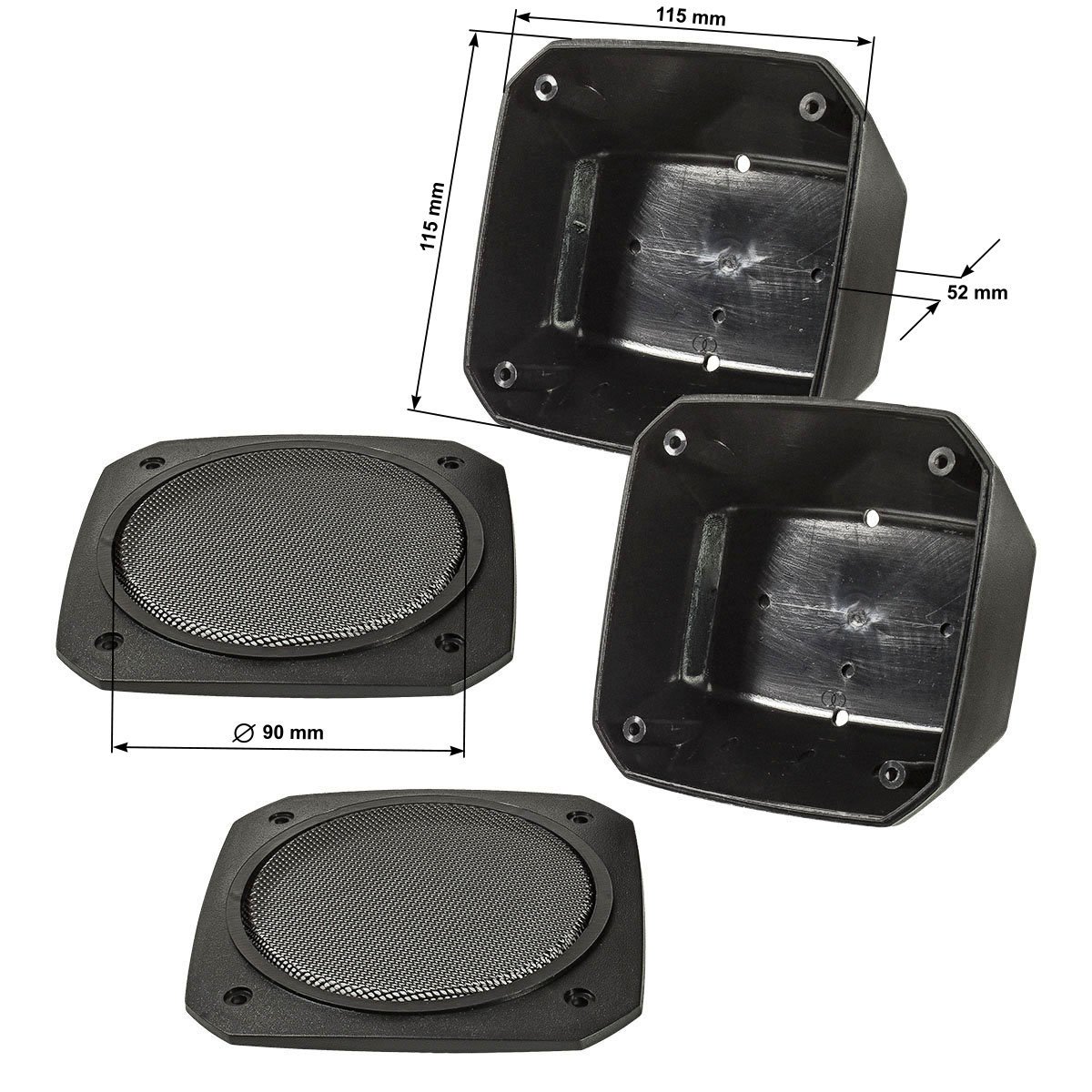 tomzz Audio 4000-010 Retro Look Aufbau Lautsprecher-Satz im Gehäuse DIN 100mm Lautsprecher 2-Wege Koaxial System 80 Watt