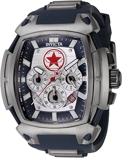 Men's Marvel 53mm Stainless Steel, Silicone Quartz Watch, Black (Model: 42037)
