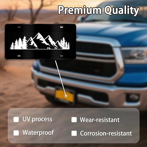 Miniatura 4 de Cubierta de matrícula con temática de montaña, accesorio de decoración de automóvil de metal de 6 x 12 pulgadas, cubierta de placa delanteratrasera