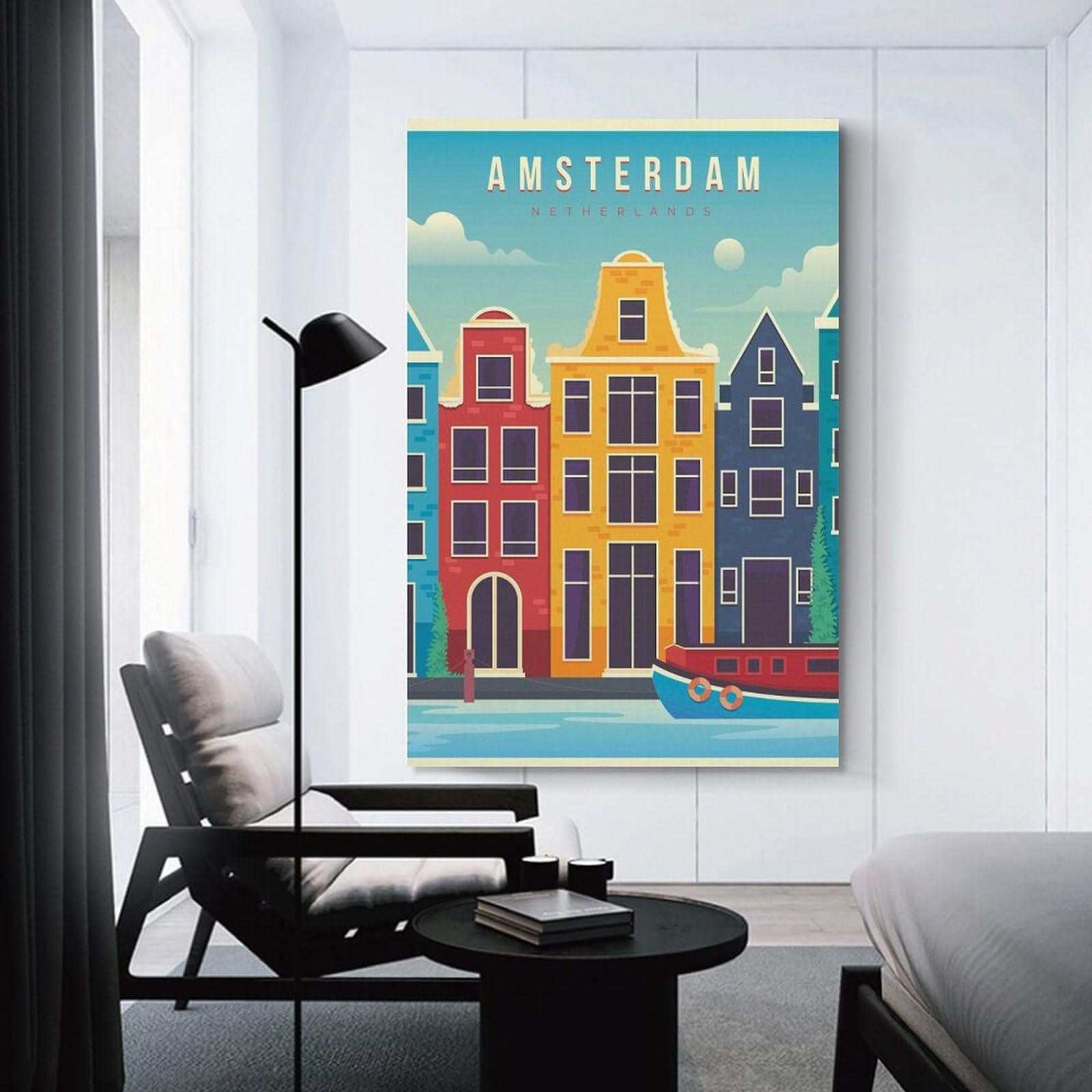 Junmoney Amsterdam Netherlands Travel (3) Wall Picture Print 24x36inch(60x90cm), for Picture Wall Styling in Lounge Or Bedroom, Ideal for Building A Coordinated Art Wall