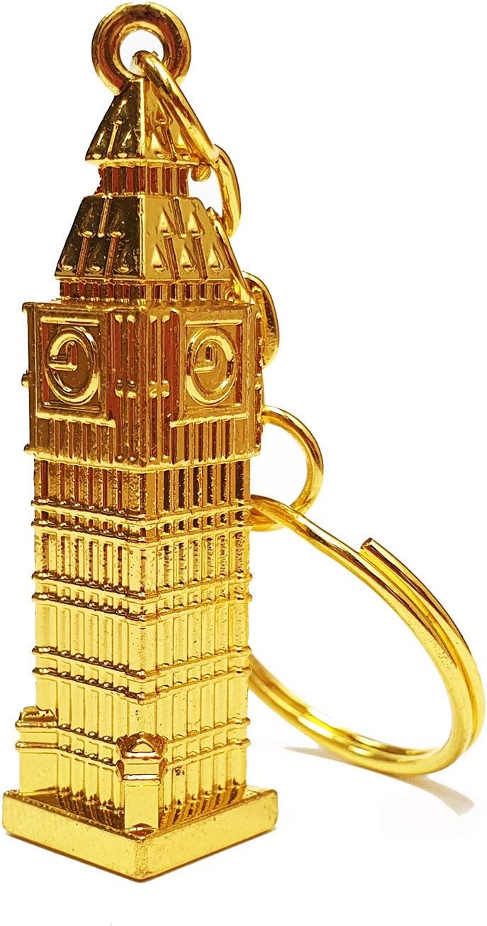 London Souvenir/ Gift Die Cast Metal Keyring - 3D Gilt Big Ben Golden
