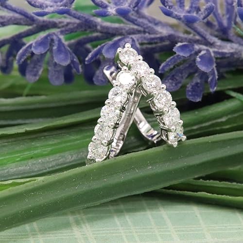 Miniatura 7 de Dazzlingrock Collection - Pendientes de aro redondos de diamantes blancos de 0,85 quilates (0,85 quilates (ctw), disponibles en metal oro de 10 K14 K