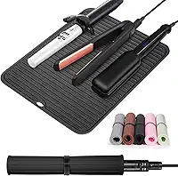 Quccefods Tapete grande de silicone resistente ao calor para ferramentas de cabelo: modelador de cachos, chapinha, alisador de cabelo - capa de almofada portátil para pentear o cabelo