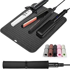 Quccefods Tapete grande de silicone resistente ao calor para ferramentas de cabelo: modelador de cachos, chapinha, alisador de cabelo - capa de almofada portátil para pentear o cabelo