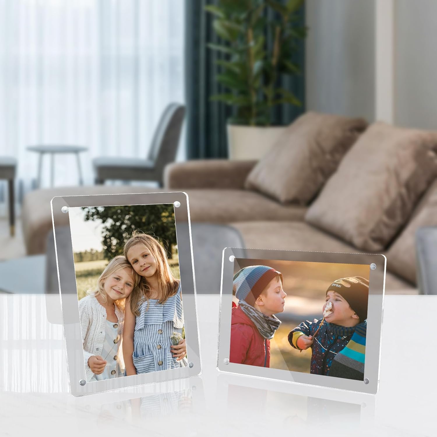 Acrylic Magnetic Picture Frames 4x6 Inch Set of 3, Tabletop and Refrigerator Display Vertical and Horizontal Clear Photo Frames with Detachable Stand for Gift Home Kitchen Decoration - Image 4