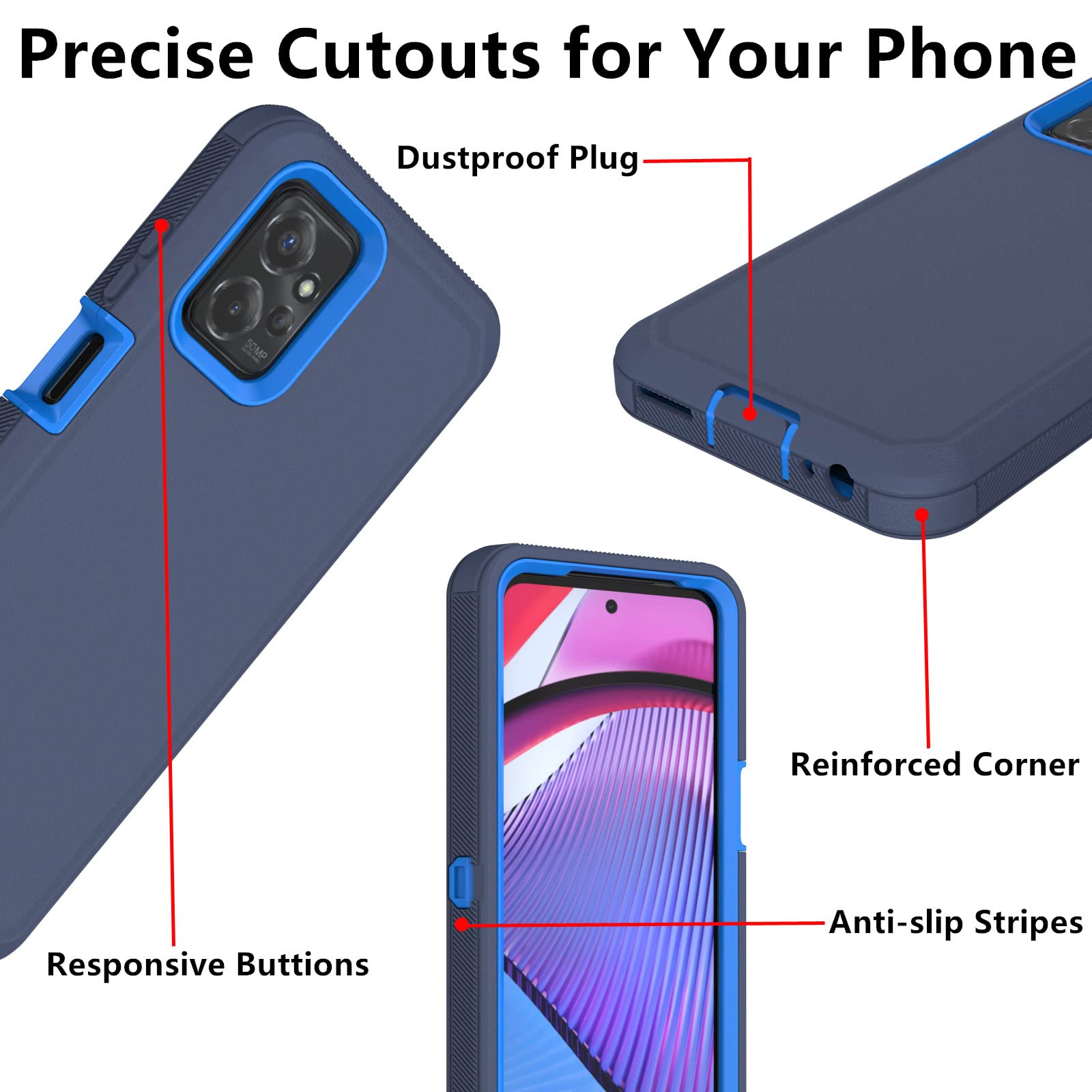 Funda Protectora Resistente Para Motorola Moto G Power 5G 2023, A Prueba De Golpes, A Prueba De Polvo, 3 En 1, Para Moto G Power 5G 2023 (azul