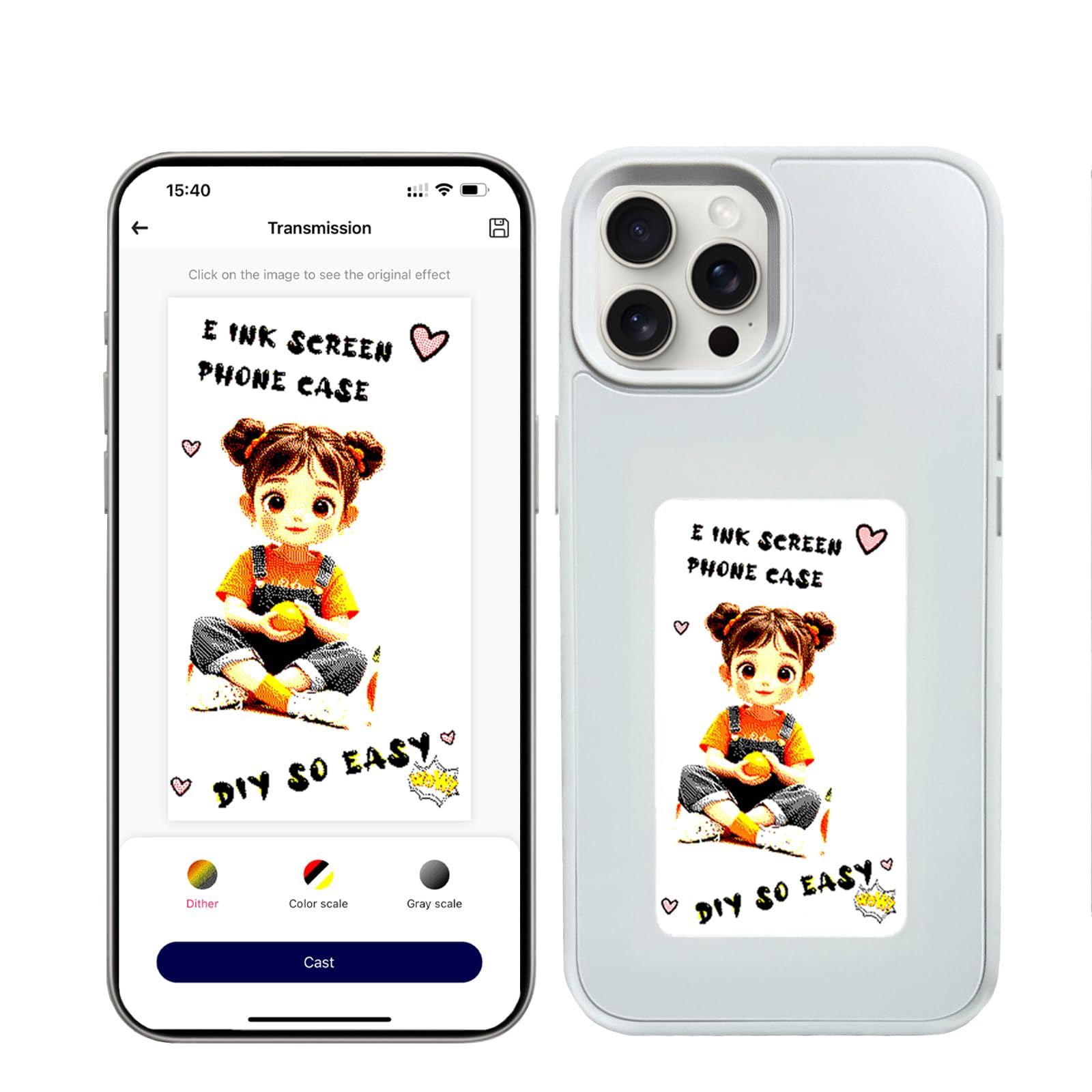 QSM Custodia per iPhone 12 Pro Max, custodia per telefono personalizzata con ritratto per iPhone, custodia per telefono digitale Smart E Ink con proiezione fotografica per visualizzare istantaneamente