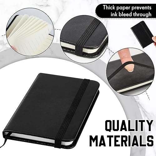 Miniatura 2 de 10 piezas de cuaderno de bolsillo de cuero de tapa dura 4 x 2.5 pulgadas, pequeño cuaderno de 50 hojas, mini bloc de notas de línea fina