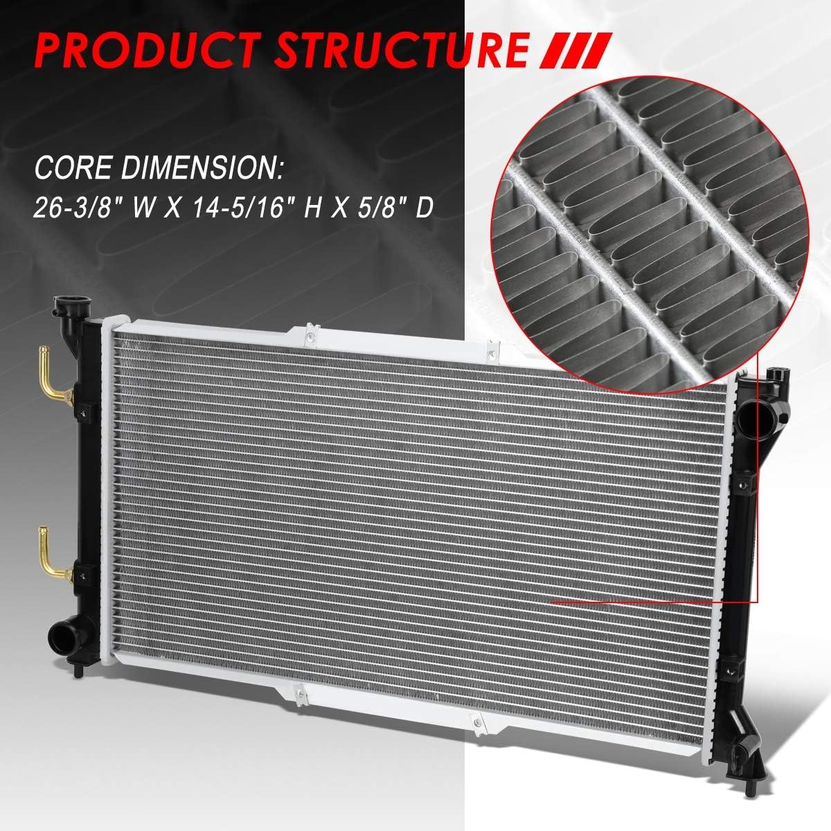 Auto Dynasty Radiator Compatible with 1995-1999 Subaru Legacy 2.2L 2.5L AT MT, DPI 1839 Factory Style 1-Row Cooling Radiator, Aluminum Core