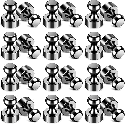 VNDUEEY 24 imanes negros para nevera, imanes para pizarra blanca, pequeño imán fuerte para cocina, oficina, escuela, casillero, decoración de metal