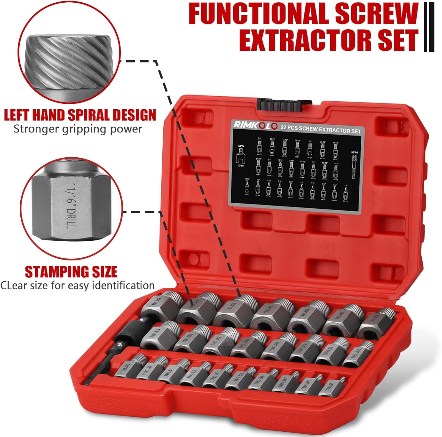 27-Piece Screw Extractor Set and 15-Piece 3/8" Drive Extra Long Torx Bit Socket Set