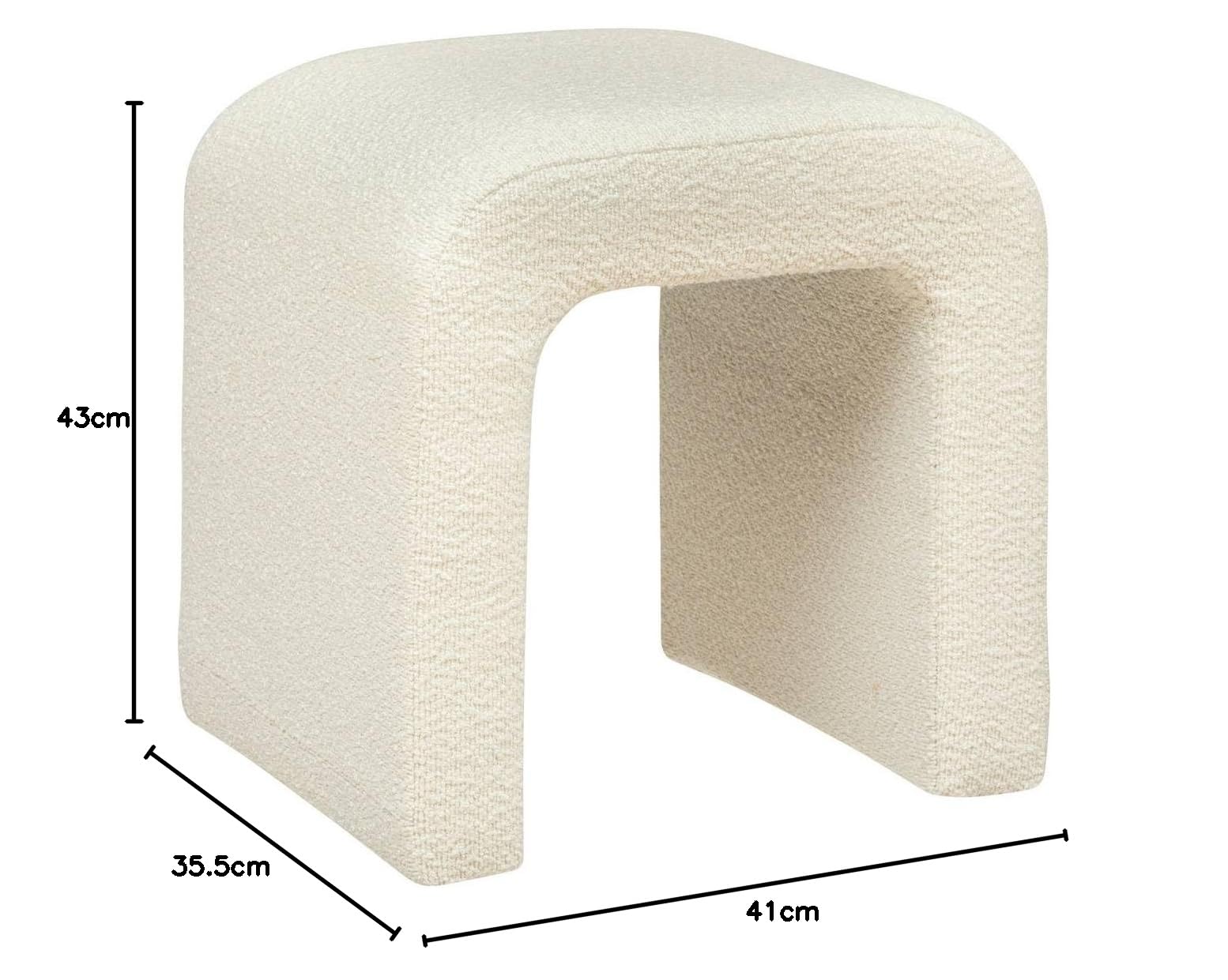 Atmosphera - Puf Sevi en Tejido bouclé Blanco - 41 x 35,5 x 43 cm, Estilo escandinavo - Asiento Adicional para salón y Dormitorio