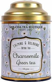 Sancha Tea Boutique Chamomile Green Tea | 100g Whole Leaf Loose Tea | Relaxing, Calming & Floral | Perfect Bedtime Tea for Wellness