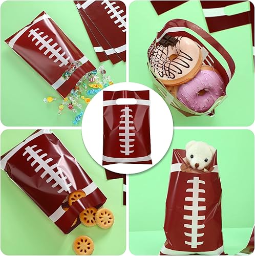 Miniatura 5 de Sinmoe 50 bolsas de golosinas de fútbol, bolsas de plástico para regalos de fútbol, bolsas de plástico para regalos de fiesta de fútbol, suministros