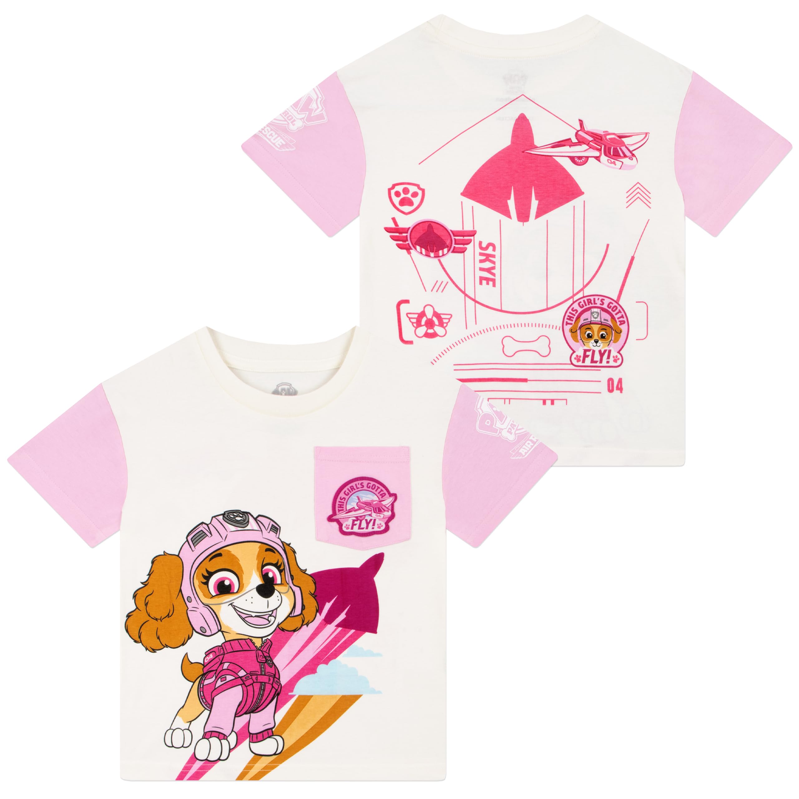 PAW Patrol T-Shirt I Szorty Dla Dziewczynek | Ubranka Skye Dla Dzieci | Bawełniany T-Shirt Skye I Szorty Dla Dziewczynek