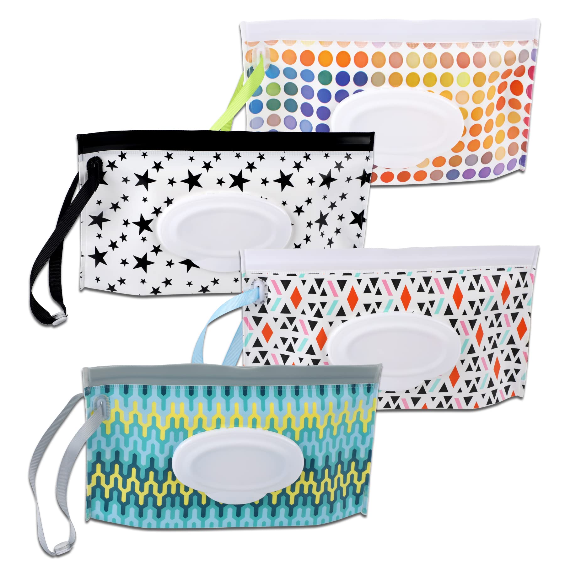 SANNIX Pack of 4 Wet Wipes Bag for Babies, Wet Wipes Bag for On the Go, Reusable Wet Wipe Bag, Baby Wet Wipe Dispenser, Wet Wipe Bag for Babies Portable (Dots) — image 1