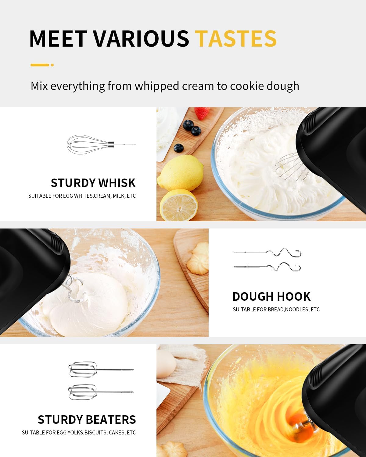 SHARDOR SHARDOR Hand Mixer Electric Whisk, 400W All-Pure Copper Hand Whisk thumbnail 5