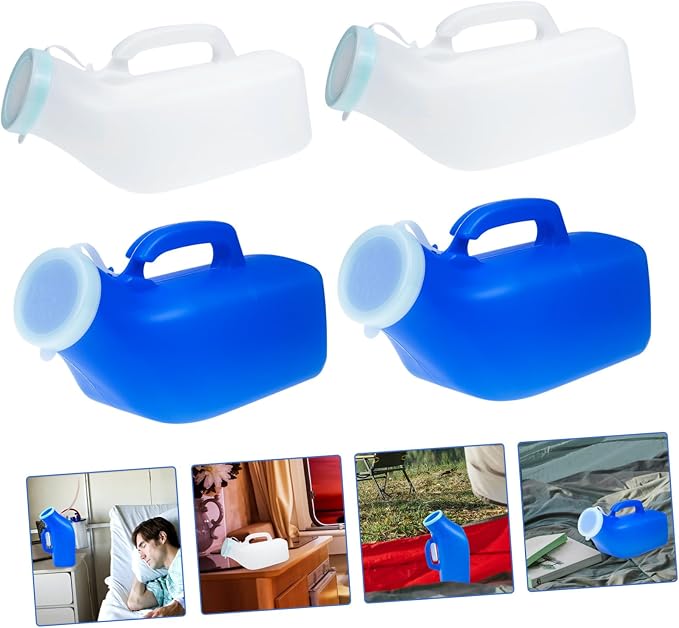 NOLITOY paquete de 4 orinales portátiles para hombres y ancianos, botella para viaje con escala, ideal para camping, hospitales y viajes de larga distancia miniatura 8