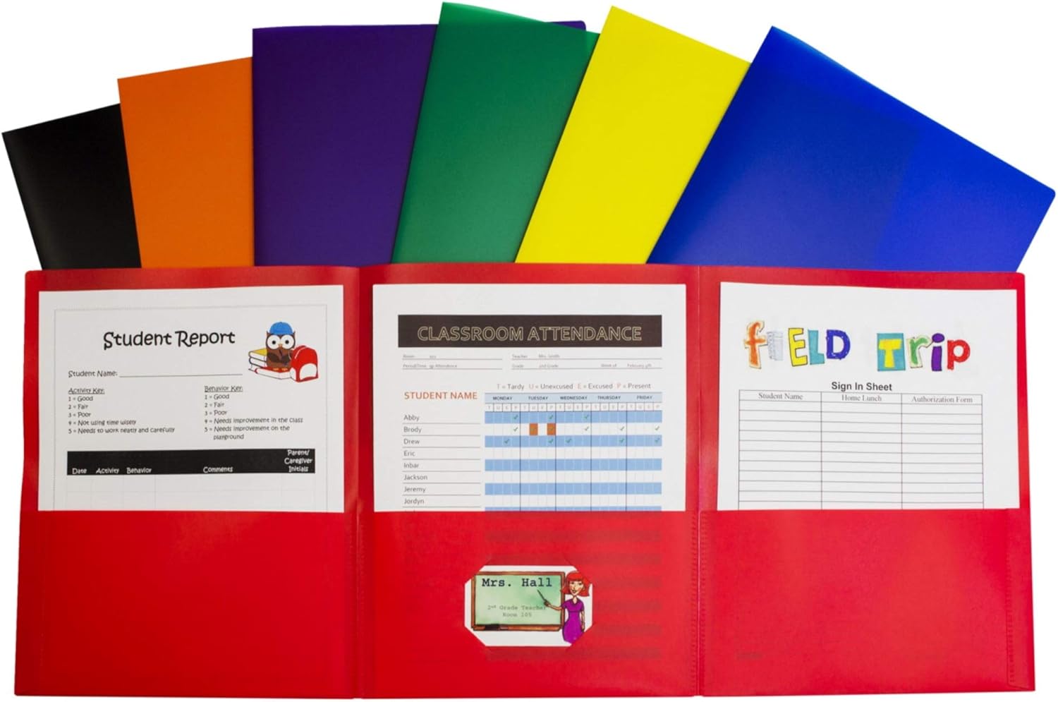 C-Line 3-Pocket Tri-Fold Heavyweight Poly Portfolios, Assorted Colors, Pack of 24 (33940-24)